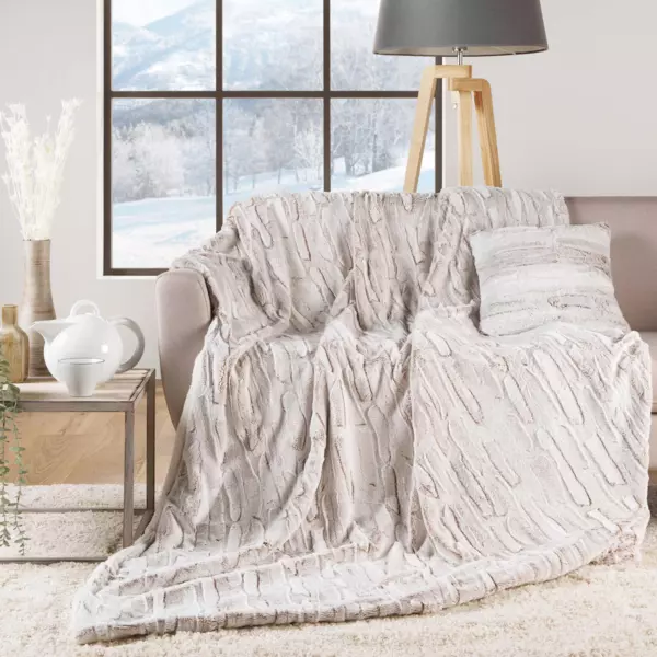 Manta piel sintética (150 cm) Lynx Beige