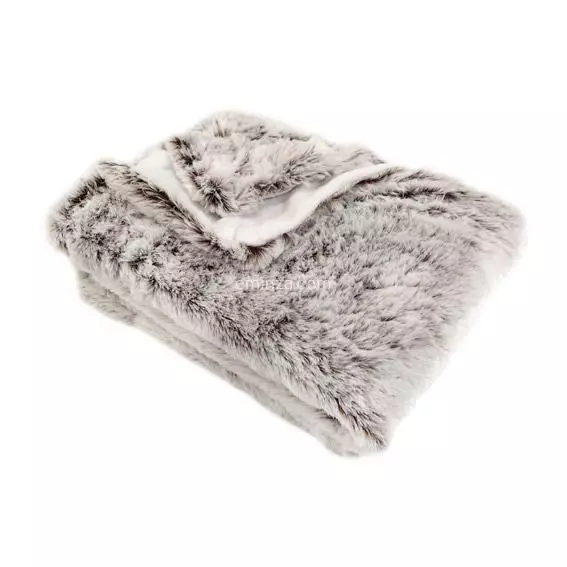 Coperta Plaid In Ecopelliccia Maddy Grigia 130x160 - Morbida E Confortevole Per Divano E Letto, 100% Poliestere