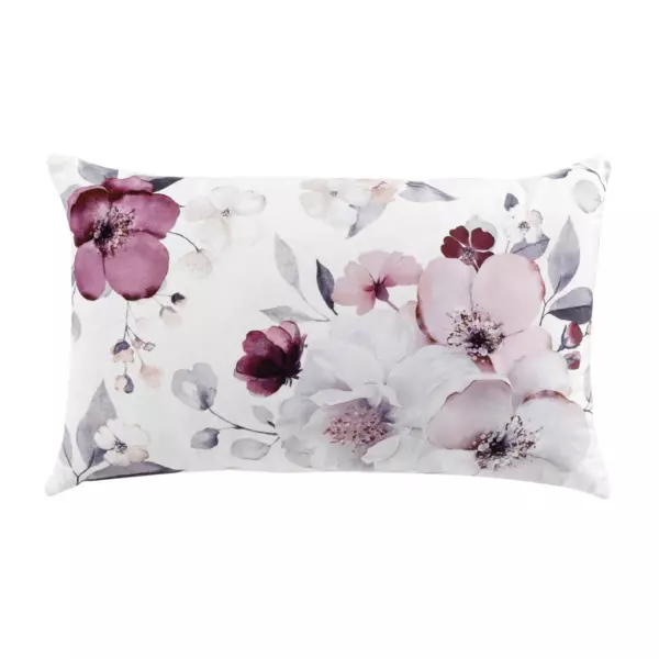 Coussin rectangulaire Velvet flower Blanc