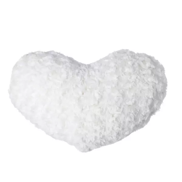 Coussin Coeur (28 x 36 cm) Bouclée Blanc