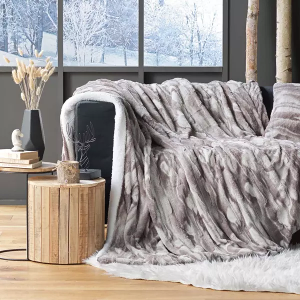 Plaid imitatiebont (150 cm) Caribou Taupe