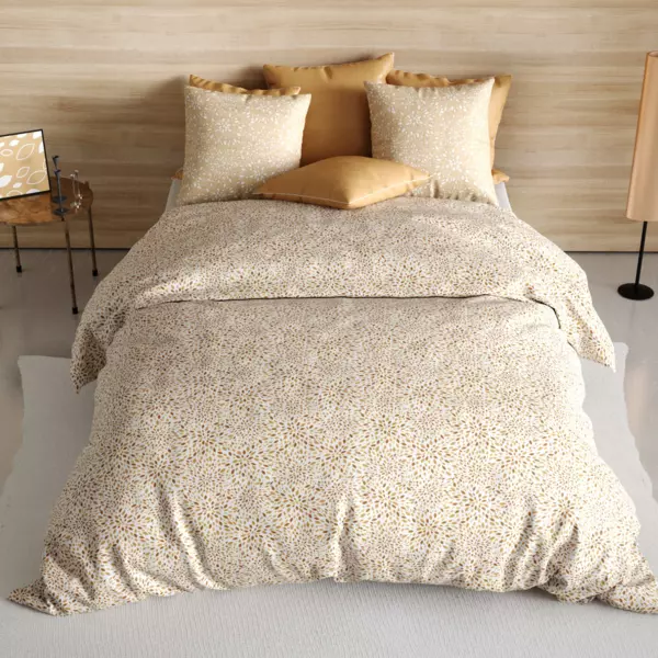 Funda Nórdica y dos fundas para almohada en algodón (260 cm) Hanabi Marrón