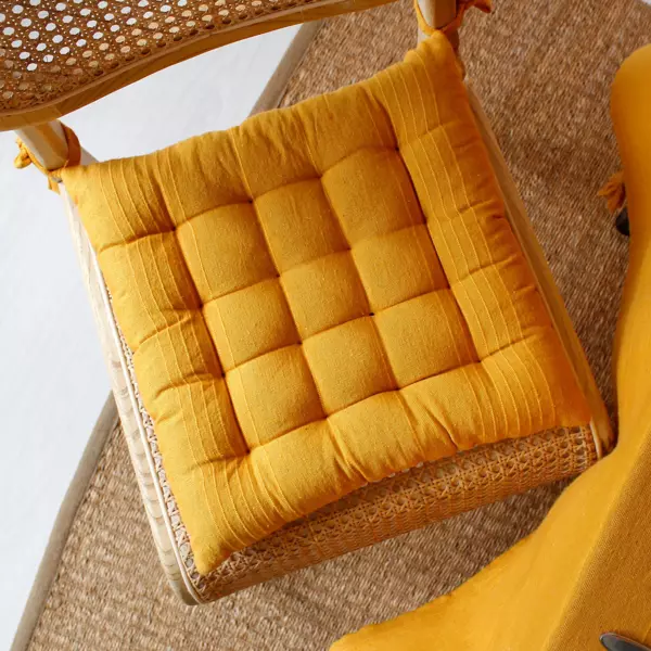 Coussin de chaise carré (38 x 38 cm) Bombay Jaune moutarde