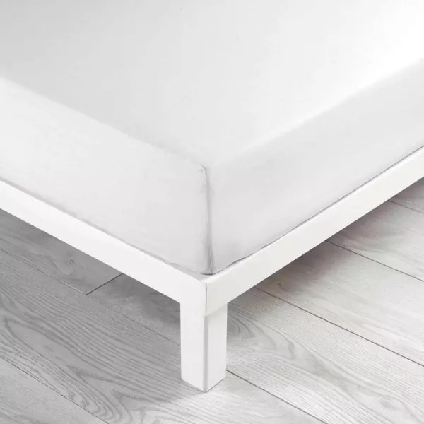 Drap housse coton lavé (140 x 190 cm) Linette Blanc
