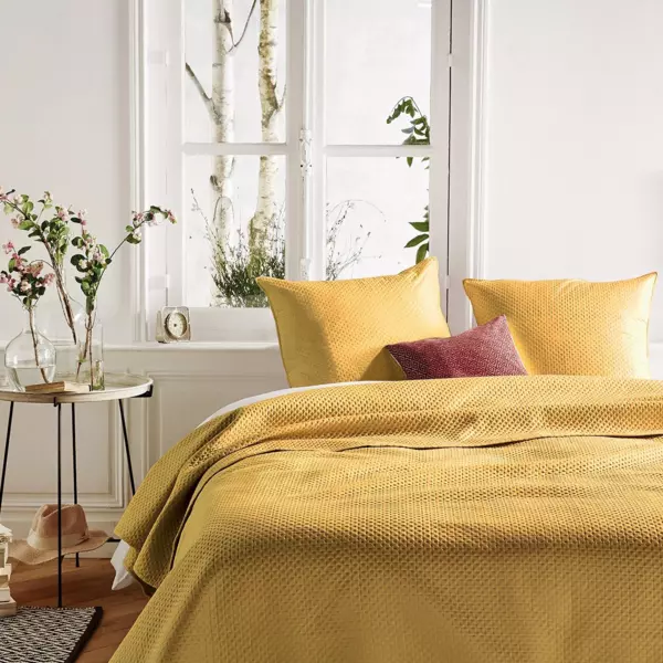 Colcha con fundas para almohadón (260 x 240 cm) Dolce Amarillo ocre