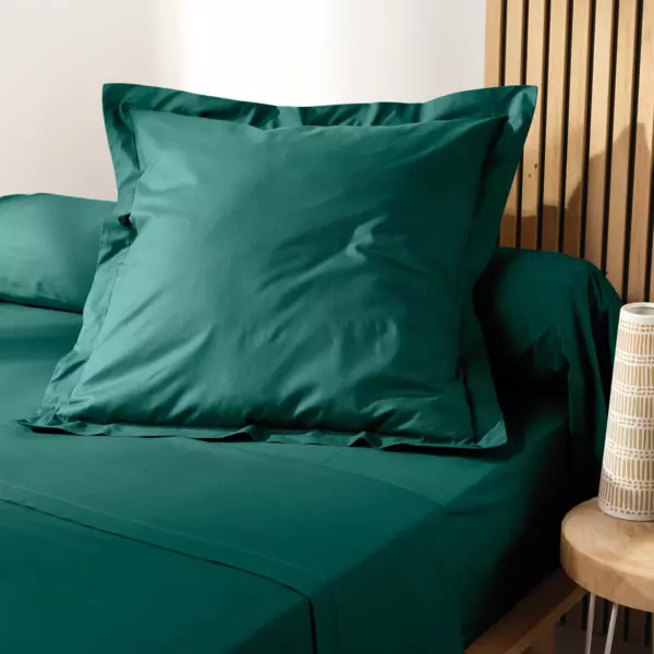 Taie d'oreiller carrée coton bio (63 x 63 cm) Biolina Vert émeraude