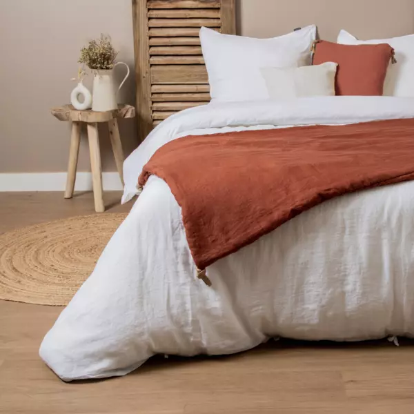 Vasket linned dyne (90 x 200 cm) Louise Terracotta