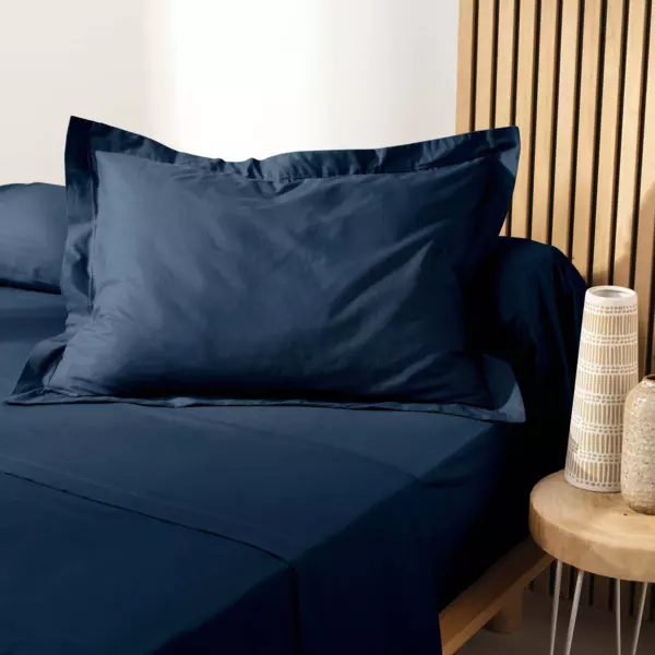Funda de almohada rectangular en algodón bio (70 cm) Biolina Azul noche