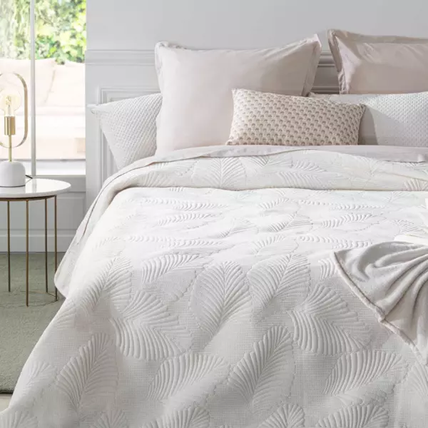 Bedsprei (260 x 240 cm) Feuilles Ivoor