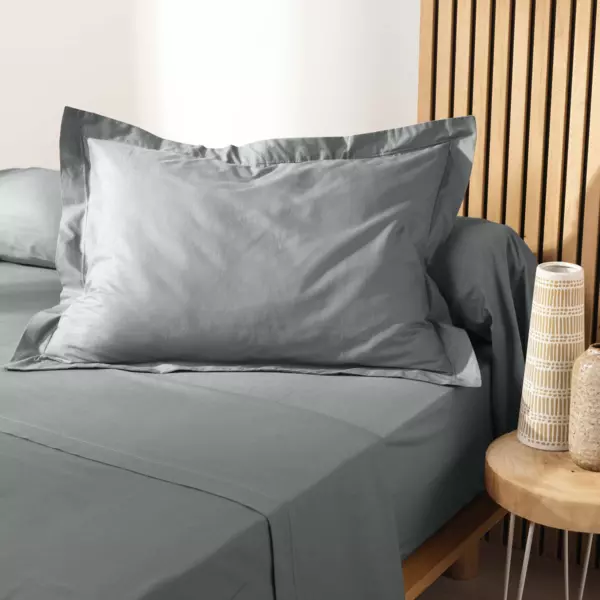 Funda de almohada rectangular en algodón bio (70 cm) Biolina Gris