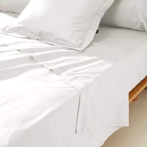 Drap plat percale de coton (180 x 290 cm) Cali Blanc
