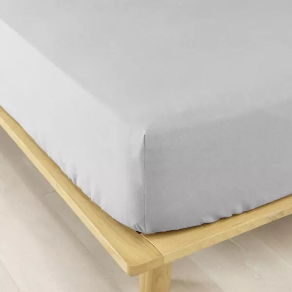Hoeslaken katoenen flanel (90 X 190 cm) Théa Licht grijs
