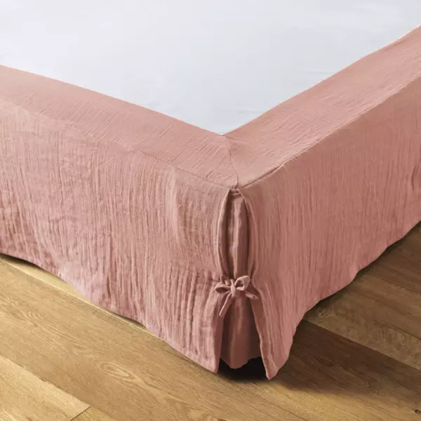 Boxspring hoes Katoengaas (160 x 200 cm) Gaïa Perzik roze