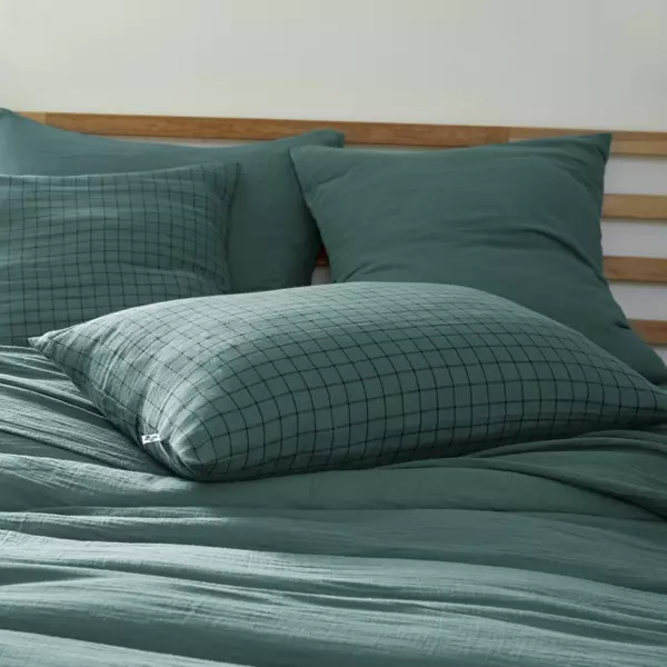 Kussensloop rechthoekig Katoengaas (50 x 70 cm) Gaïa Mix Eendblauw