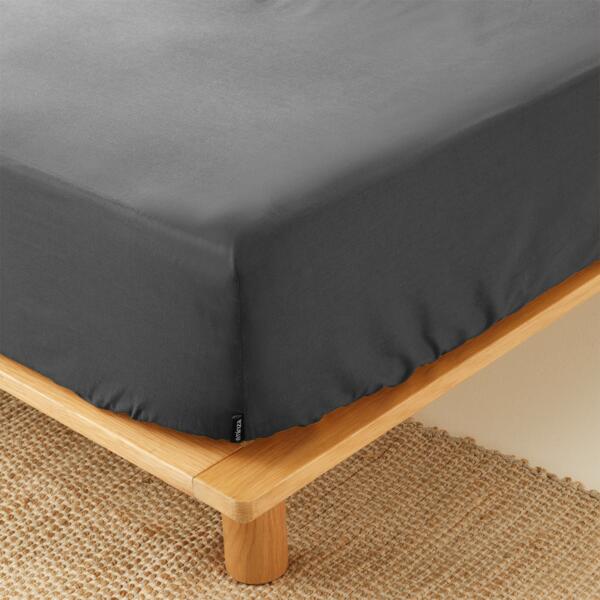 Drap housse percale de coton (140 cm) Cali Gris anthracite