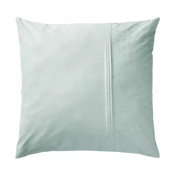 Taie d'oreiller dentelle carrée coton (L63 cm) Jeanne Bleu clair