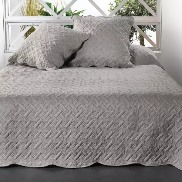 Copriletto e due federe quadrate (250 x 260 cm) Californie Grigio chiaro