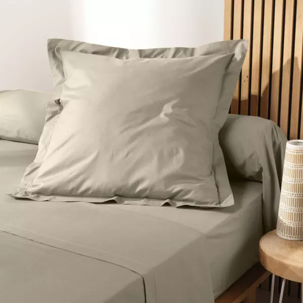Funda de almohada cuadrada en algodón bio (63 cm) Biolina Topo