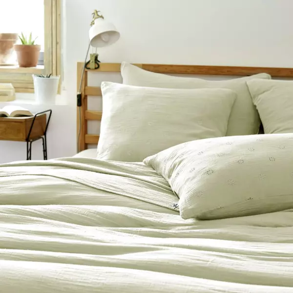 Federa quadrata garza di cotone (60 cm) Ga�a Boho Verde tiglio