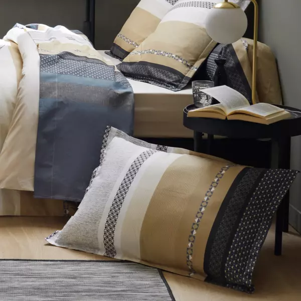 Funda para almohada rectangular percal de algodón Marlow Beige