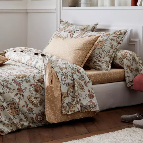 Funda para travesaño almohadón percal de algodón (L200 cm) Santal Beige