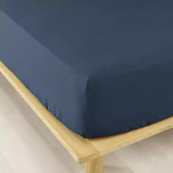 Hoeslaken katoenen flanel (90 X 190 cm) Théa Nachtblauw