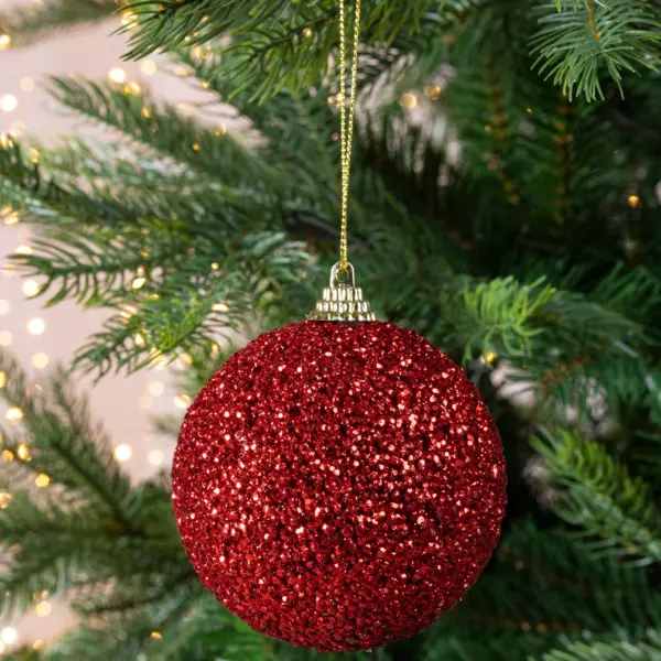 Lote de 12 bolas de Navidad (D80 mm) Sury Rojo