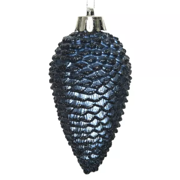 Lot de 6 pommes de pin à suspendre (H8 cm) Alpine Bleu nuit