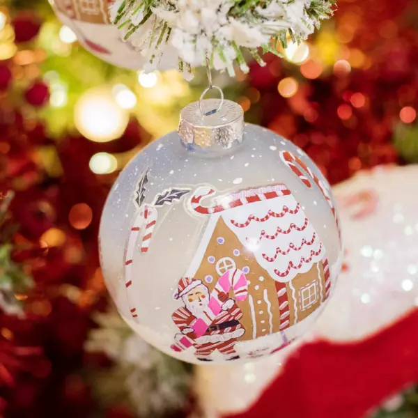 Lote de 3 bolas de Navidad en vidrio (D80 mm) Pan de jengibre Multicolor