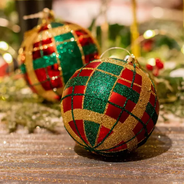 Lote de 12 bolas de Navidad (D80 mm) kity Rojo