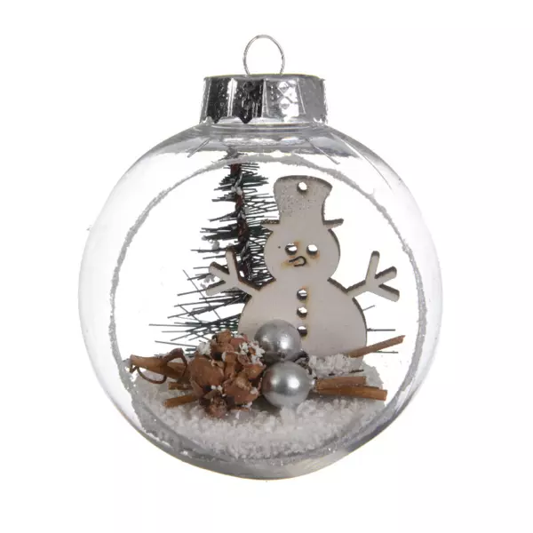 Lot de 3 boules de Noël transparentes (D80 mm) Bonhomme