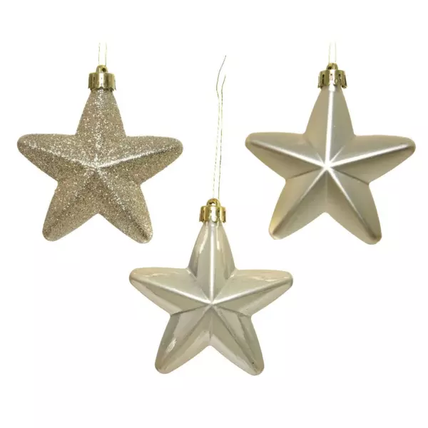 Confezione di 6 stelle di Natale da appendere con clip Perla