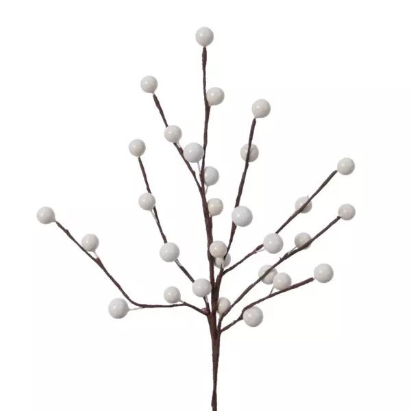 Branche décorative Noël (26 cm) Baies Izoenn Blanc