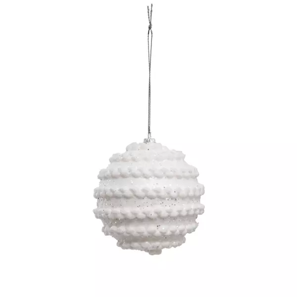 Lote de 4 bolas de Navidad (D80 mm) Malla Blanco