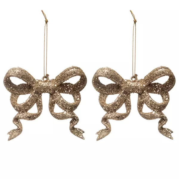 Set van 2 strikken met glitters Goud