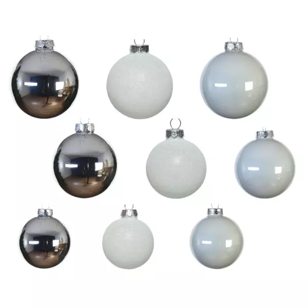 Set van 42 glazen kerstballen (D70 mm) (D60 mm) (D50 mm) Domeona Zilver/ Wit 