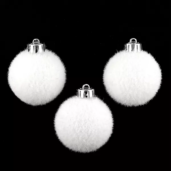 Lot de 3 boules de No�l (D60 mm) Bouba Blanc