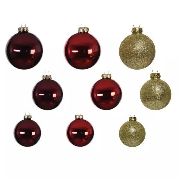 Set van 42 glazen kerstballen (D60 mm) (D50 mm) van glas Domeona Goud/ Rood