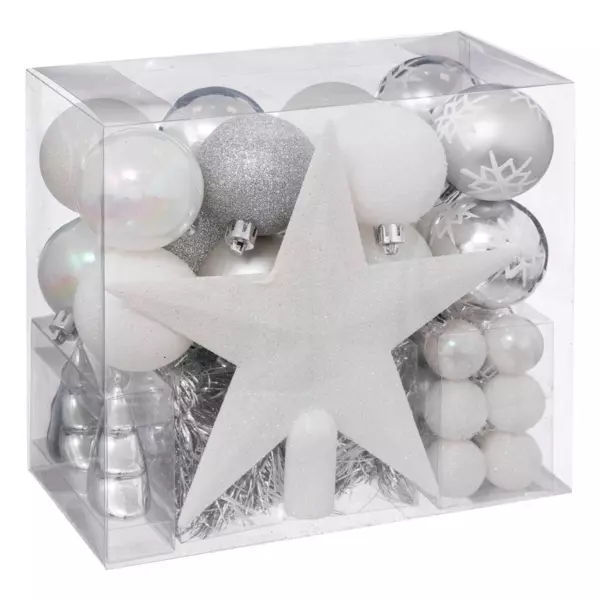 Kit de décoration de sapin de Noël Aspen Blanc / Argent