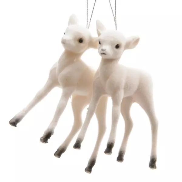 Set van 2 hertjes Pauly om op te hangen Wit