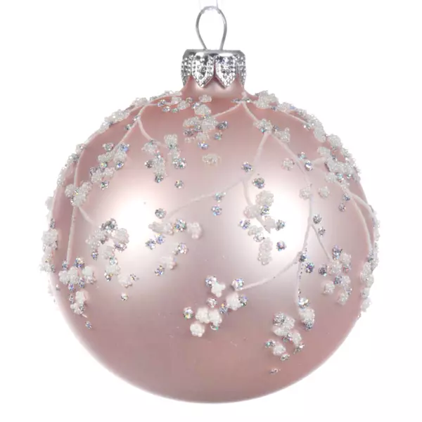 Lot de 6 boules de Nol en verre (D80 mm) Etiola Rose poudr 