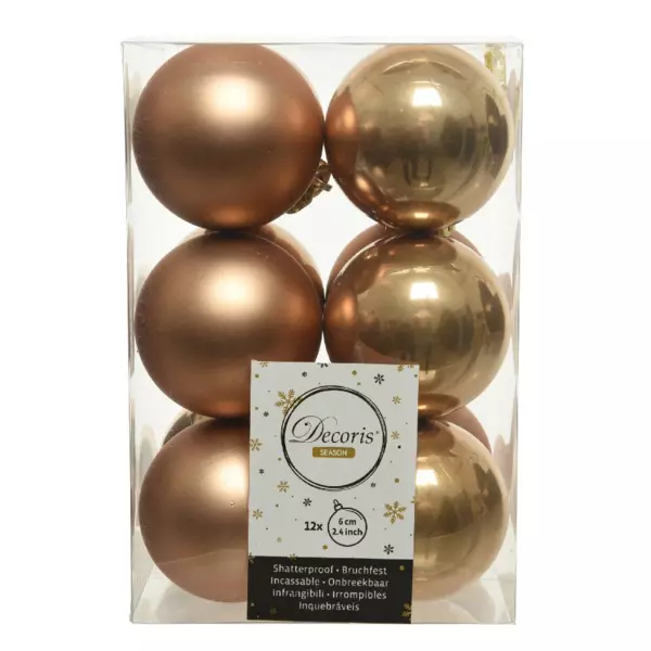 Lot de 12 boules de Noël (D60 mm) Alpine Camel