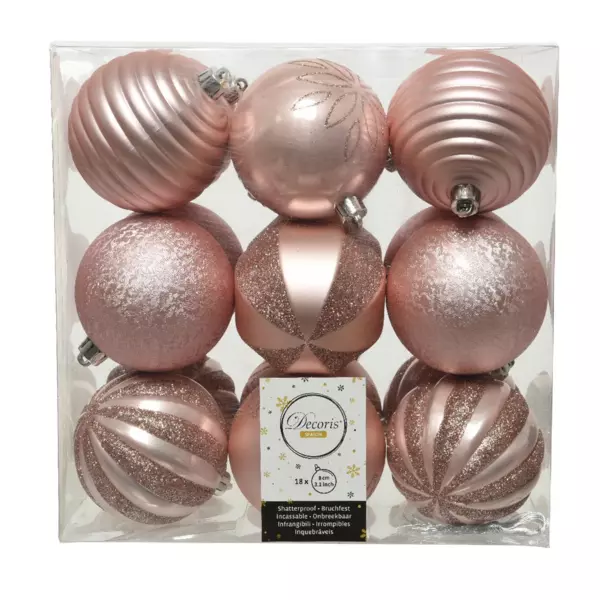 Lot de 18 boules de Noël (D80 mm) Anaelle Rose poudré