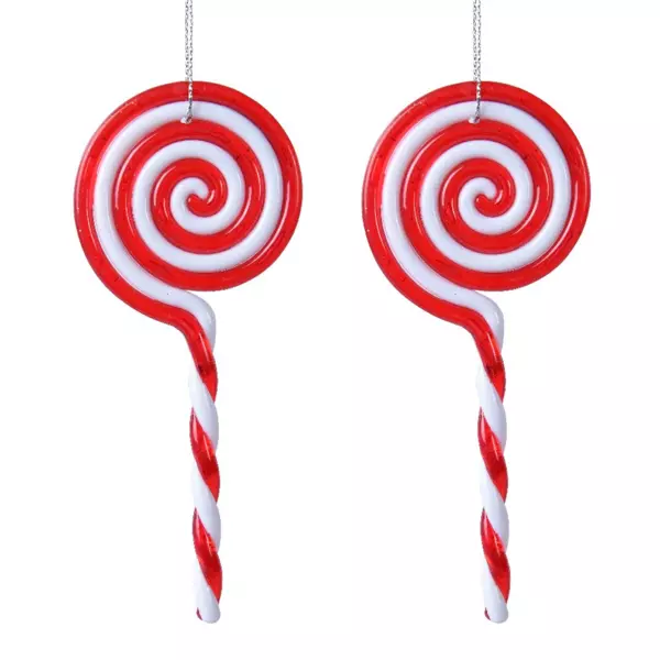 Lot de 2 bonbons (H12 cm) Sucettes spirales Rouge