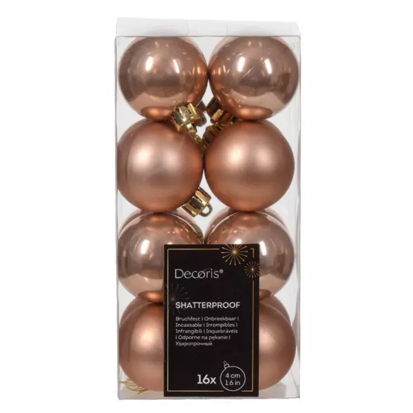 Lot de 16 boules de Noël (D40 mm) Alpine Rose pétillant