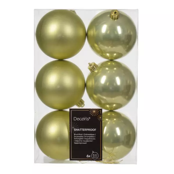 Lote de 6 bolas de Navidad (D80 mm) Alpine Pistacho