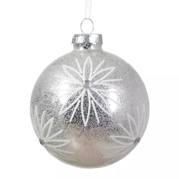 Lote de 3 bolas de Navidad (D80 mm) en vidrio Nia Plata