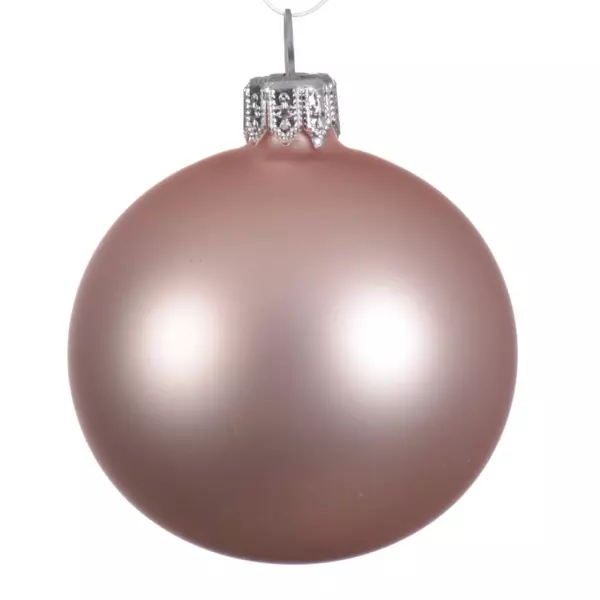 Set van 6 glazen kerstballen (D80 mm) Arctique Mat poederroze