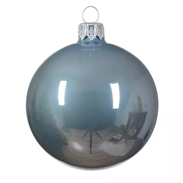 Lote de 4 bolas de Navidad en vidrio (D100 mm) Arctique brillantes