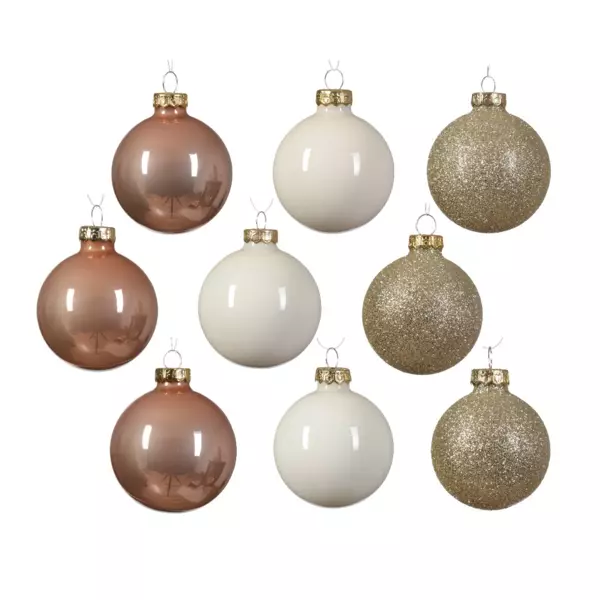 Lote de 21 bolas de Navidad (D70 mm) Cristal en vidrio Perla